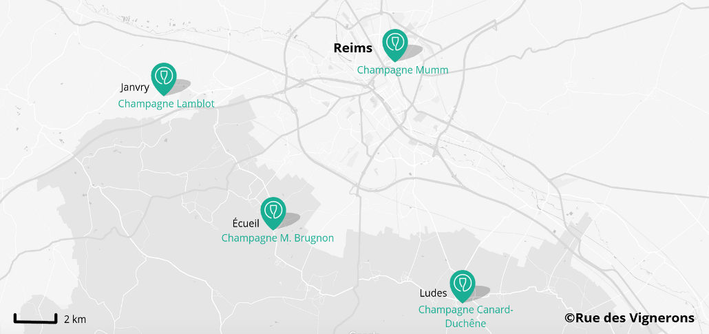 Carte domaines proches de Reims Carte domaines proches de Reims