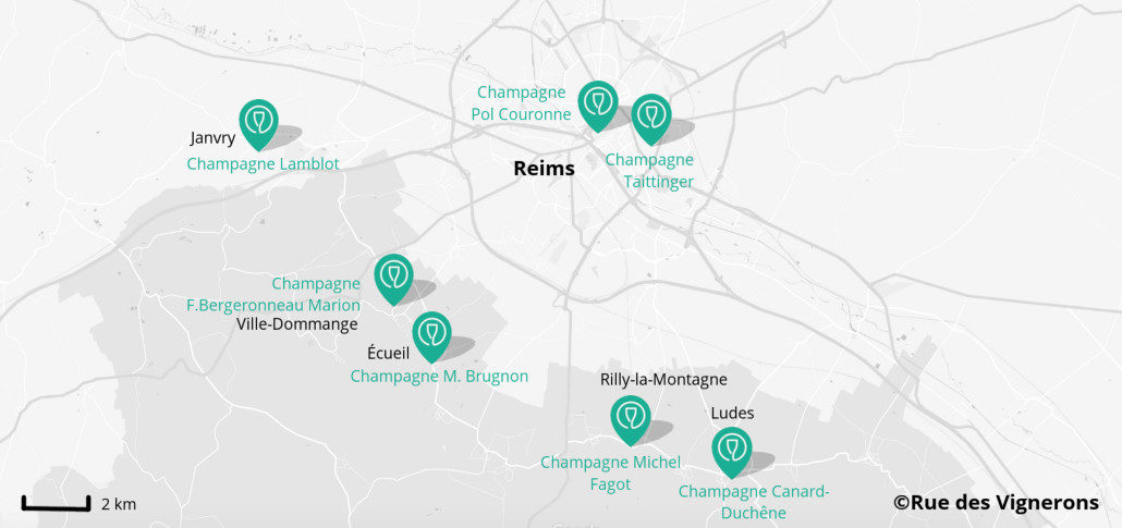 Carte des domaines aux alentours de Reims Marché de noël Reims, Que faire à Reims, Visiter Reims, Champagne, Que faire en Champagne